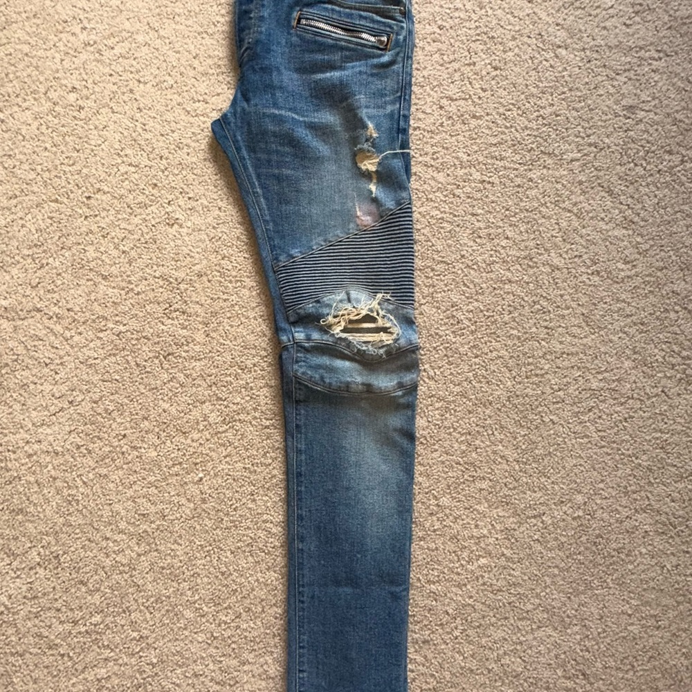Balmain Distressed Blue Slim Men's Jeans